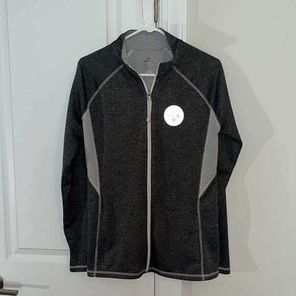 Women’s Gray 2 tone Pittsburgh Steelers full zipper sweatshirt running jacket L - Picture 1 of 4